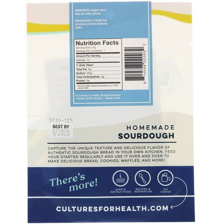 Cultures for Health, Sourdough, Whole Wheat, 1 Packet, .13 oz (3.7 g):يلف, خبز