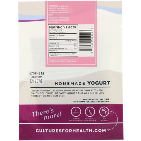 Cultures for Health, Yogurt, Traditional, 4 Packets, .06 oz (1.6 g):الخل ,الزي,ت