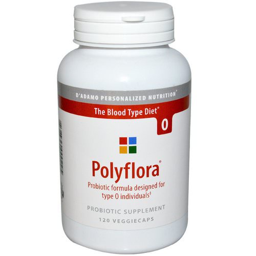D'adamo, Polyflora, Probiotic Formula for Blood Type Diet 0, 120 Veggie Caps فوائد