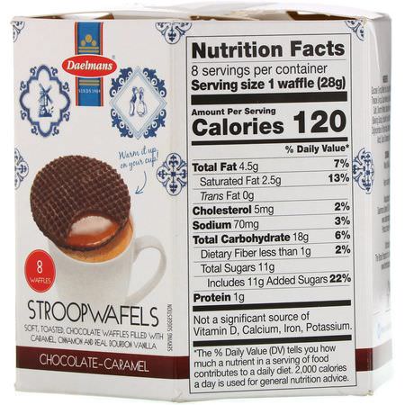 Daelmans, Stroopwafels, Chocolate-Caramel, 8 Waffles, 7.90 oz (224 g):,جبات خفيفة