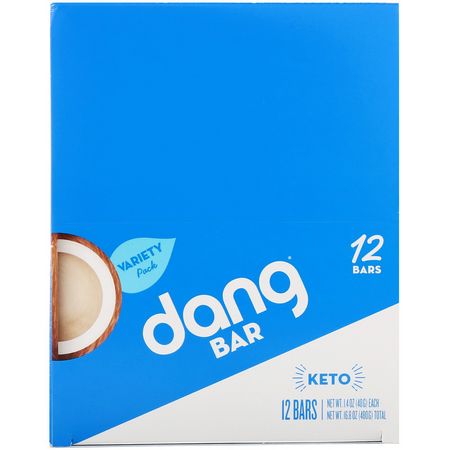 Dang, Keto Bar, Variety Pack, 12 Bars, 1.4 oz (40 g) Each:أشرطة ال,جبات الخفيفة