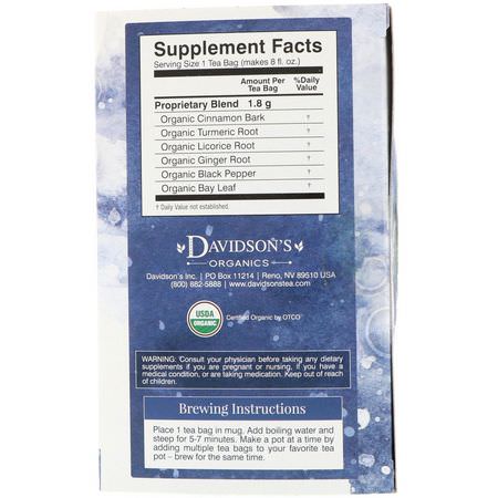 Davidson's Tea, Organic, Ayurvedic Infusions, De-Congest, 25 Tea Bags, 1.58 oz (45 g):شاي طبي, شاي أعشاب