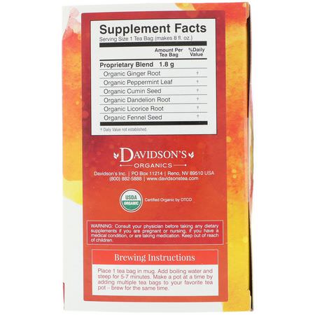 Davidson's Tea, Organic, Ayurvedic Infusions, Digest, 25 Tea Bags, 1.58 oz (45 g):شاي طبي, شاي أعشاب