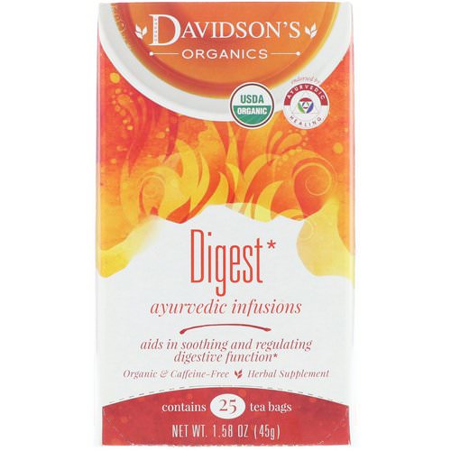 Davidson's Tea, Organic, Ayurvedic Infusions, Digest, 25 Tea Bags, 1.58 oz (45 g) فوائد