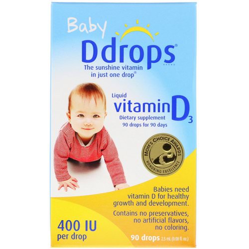 Ddrops, Baby, Liquid Vitamin D3, 400 IU, 0.08 fl oz (2.5 ml), 90 Drops فوائد