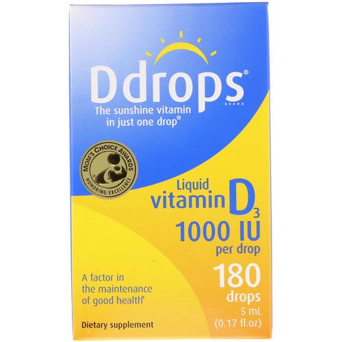 Ddrops, Liquid Vitamin D3, 1000 IU, 0.17 fl oz (5 ml) فوائد