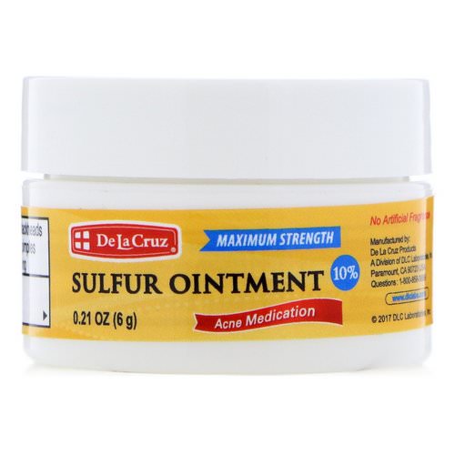 De La Cruz, Sulfur Ointment, Acne Medication, Maximum Strength, 0.21 oz (6 g) فوائد