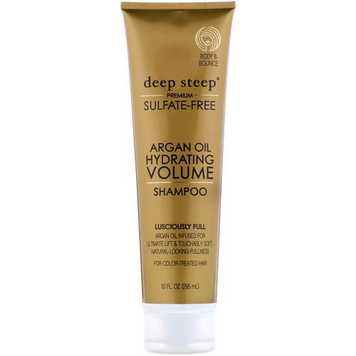 Deep Steep, Argan Oil, Hydrating Volume Shampoo, Lusciously Full, 10 fl oz. (295 ml) فوائد