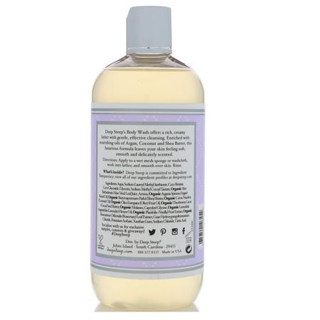 Deep Steep, Body Wash, Lavender - Vanilla, 17 fl oz (503 ml):جل الاستحمام, غس,ل الجسم