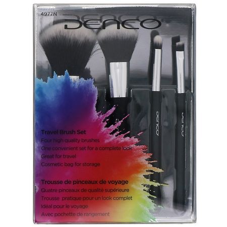 Denco, Travel Brush Set, 4 Piece Set:فرش الماكياج ,الجمال