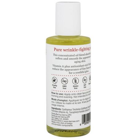 Derma E, Anti-Wrinkle Vitamin A & E Treatment Oil, 2 fl oz (60 ml):زي,ت ال,جه, الكريمات