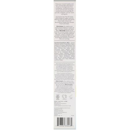 Desert Essence, Arnica & Tea Tree Oil Toothpaste, Wintergreen, 6.25 oz (176 g):الفلورايد مجانا, معج,ن الأسنان