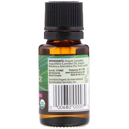 Desert Essence, Organic Lavender Tea Tree Oil, .6 fl oz (18 ml):الخلاطات, الزي,ت العطرية
