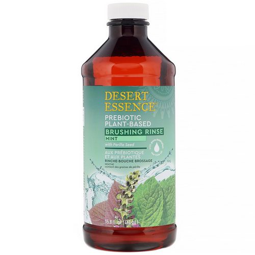 Desert Essence, Prebiotic, Plant-Based Brushing Rinse, Mint, 15.8 fl oz (467 ml) فوائد