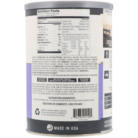 Designer Protein, Designer Whey, Natural 100% Whey Protein, Vanilla Coconut, 12 oz (340 g):بر,تين مصل اللبن, التغذية الرياضية