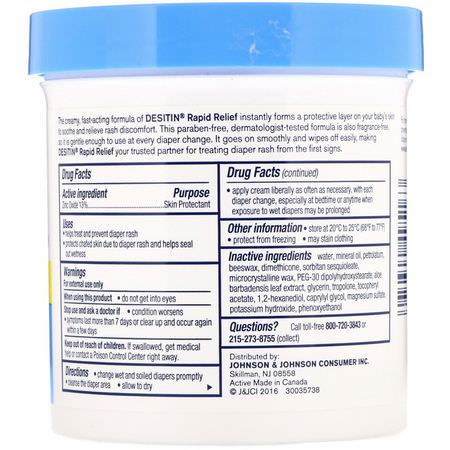 Desitin, Rapid Relief Cream, 16 oz (453 g):علاجات طفح الحفاضات, حفاضات الأطفال