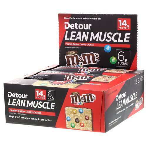 Detour, Lean Muscle Bar, Peanut Candy Crunch M&M's, 12 Bars, 1.9 oz (55 g) Each فوائد