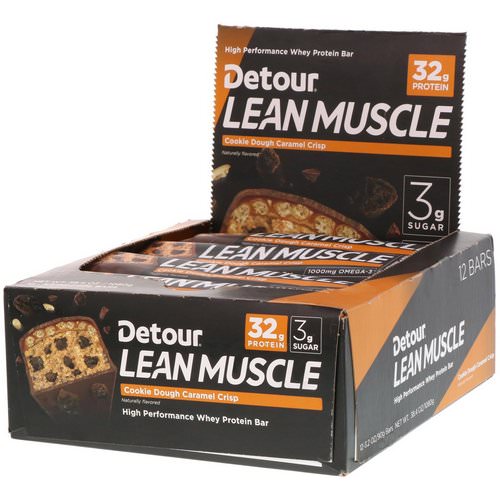 Detour, Lean Muscle Bars, Cookie Dough Caramel Crisp, 12 Bars, 3.2 oz (90 g) Each فوائد