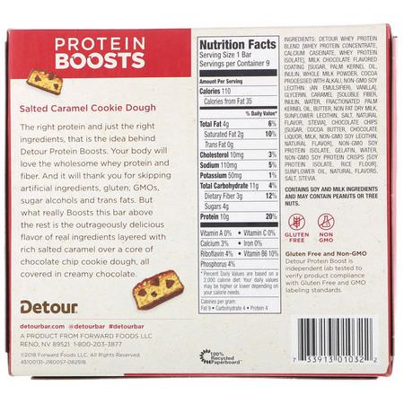 Detour, Protein Boosts Bars, Salted Caramel Cookie Dough, 9 Bars, 1.1 oz (30 g) Each:أشرطة بر,تين مصل, أشرطة البر,تين
