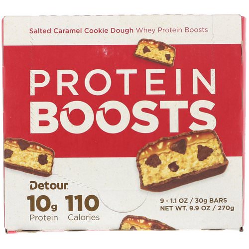 Detour, Protein Boosts Bars, Salted Caramel Cookie Dough, 9 Bars, 1.1 oz (30 g) Each فوائد