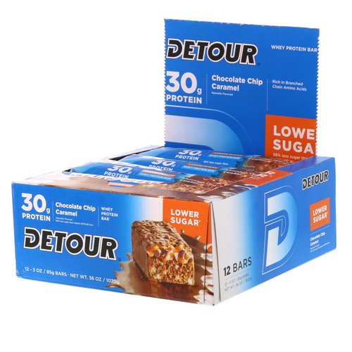 Detour, Whey Protein Bar, Chocolate Chip Caramel, 12 Bars, 3 oz (85 g) Each فوائد