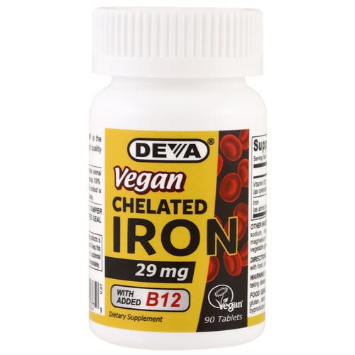 Deva, Vegan, Chelated Iron, 29 mg, 90 Tablets فوائد