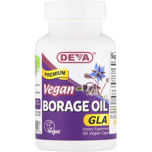 Deva, Vegan, Premium Borage Oil, GLA, 90 Vegan Caps فوائد