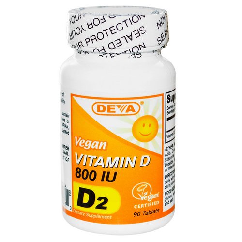 Deva, Vegan, Vitamin D, D2, 800 IU, 90 Tablets فوائد