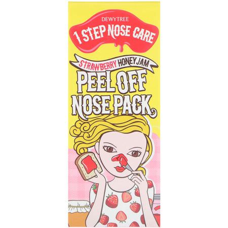Dewytree, 1 Step Nose Care, Peel Off Nose Pack, Strawberry Honey Jam, 70 ml:أقنعة العيب, حب الشباب