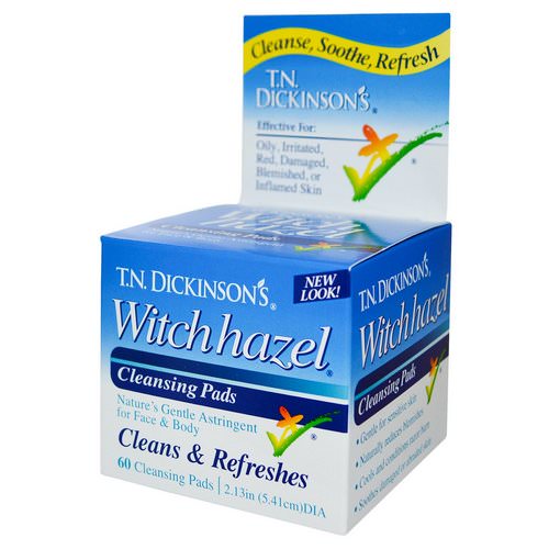 Dickinson Brands, T.N. Dickinson's Witch Hazel Cleansing Pads, 60 Pads, 2.13 in (5.41 cm) dia فوائد