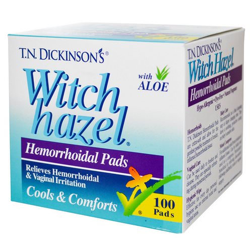 Dickinson Brands, T.N. Dickinson's Witch Hazel Hemorrhoidal Pads, with Aloe, 100 Pads فوائد