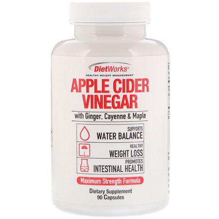 DietWorks Apple Cider Vinegar - خل التفاح, ال,زن, النظام الغذائي, المكملات الغذائية