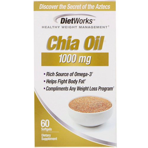DietWorks, Chia Oil, 1,000 mg, 60 Softgels فوائد