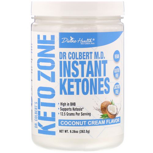Divine Health, Dr. Colbert's Keto Zone, Instant Ketones, Coconut Cream, 9.26 oz (262.5 g) فوائد