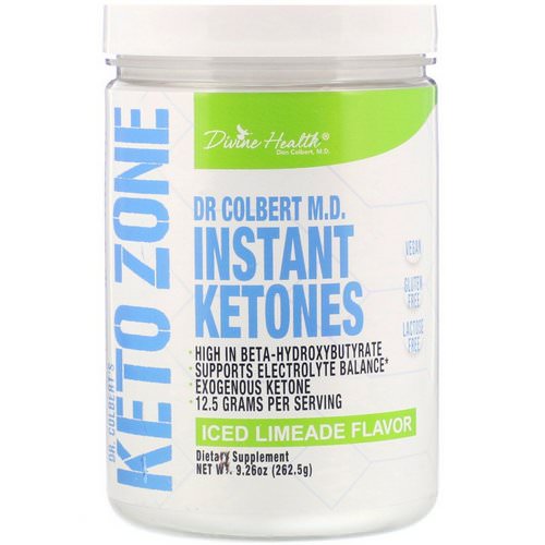 Divine Health, Dr. Colbert's Keto Zone, Instant Ketones, Iced Limeade Flavor, 9.26 oz (262.5 g) فوائد
