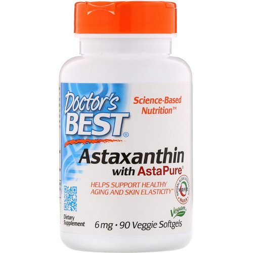 Doctor's Best, Astaxanthin with AstaPure, 6 mg, 90 Veggie Softgels فوائد