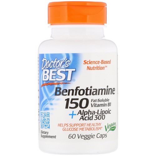 Doctor's Best, Benfotiamine 150 + Alpha-Lipoic Acid 300 with BenfoPure, 60 Veggie Caps فوائد