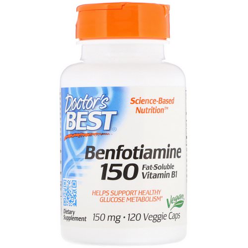Doctor's Best, Benfotiamine 150, Fat-Soluble Vitamin B1, 150 mg, 120 Veggie Caps فوائد
