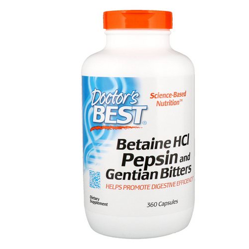 Doctor's Best, Betaine HCL, Pepsin & Gentian Bitters, 360 Capsules فوائد
