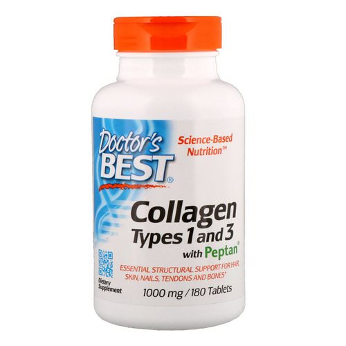 Doctor's Best, Collagen Types 1 & 3 with Peptan, 1,000 mg, 180 Tablets فوائد