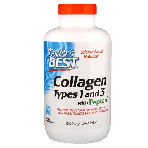Doctor's Best, Collagen Types 1 & 3 with Peptan, 1000 mg, 540 Tablets فوائد