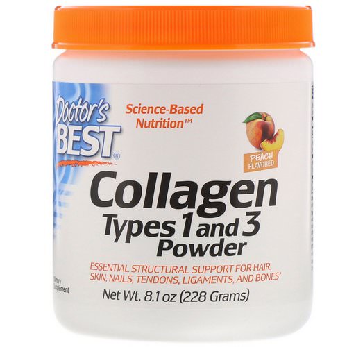 Doctor's Best, Collagen, Types 1 and 3 Powder, Peach Flavored, 8.1 oz (228 g) فوائد
