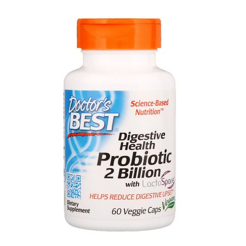 Doctor's Best, Digestive Health, Probiotic 2 Billion with LactoSpore, 60 Veggie Caps فوائد