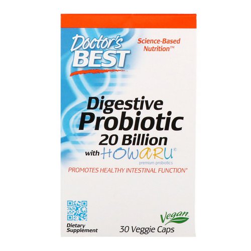 Doctor's Best, Digestive Probiotic with Howaru, 20 Billion CFU, 30 Veggie Caps فوائد