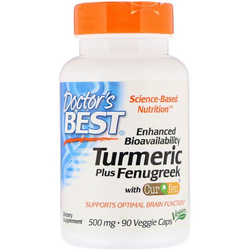 Doctor's Best, Enhanced Bioavailability Turmeric Plus Fenugreek, 500 mg, 90 Veggie Caps فوائد