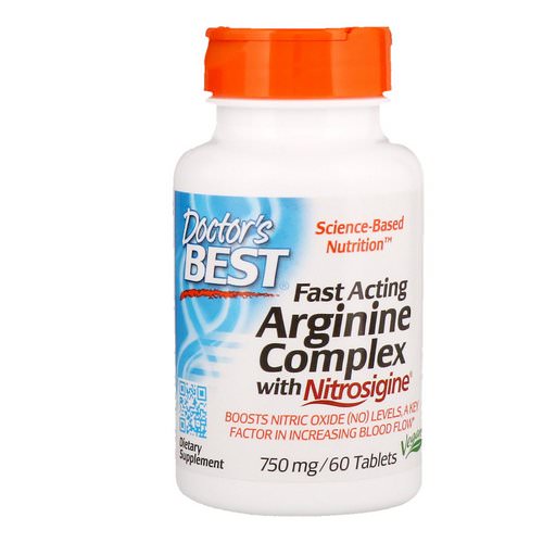 Doctor's Best, Fast Acting Arginine Complex with Nitrosigine, 750 mg, 60 Tablets فوائد