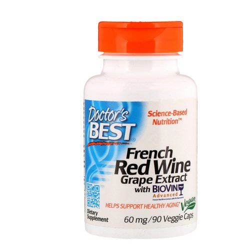 Doctor's Best, French Red Wine Grape Extract, 60 mg, 90 Veggie Caps فوائد
