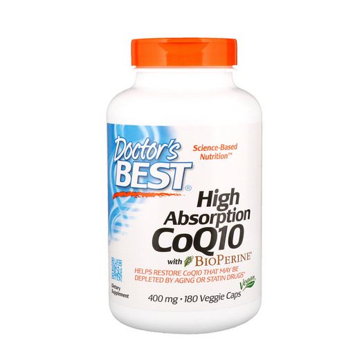 Doctor's Best, High Absorption CoQ10 with BioPerine, 400 mg, 180 Veggie Caps فوائد