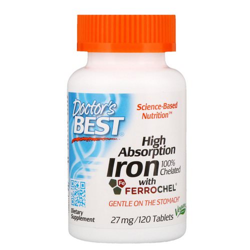 Doctor's Best, High Absorption Iron With Ferrochel, 27 mg, 120 Tablets فوائد