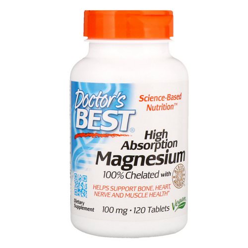Doctor's Best, High Absorption Magnesium 100% Chelated with Albion Minerals, 100 mg, 120 Tablets فوائد